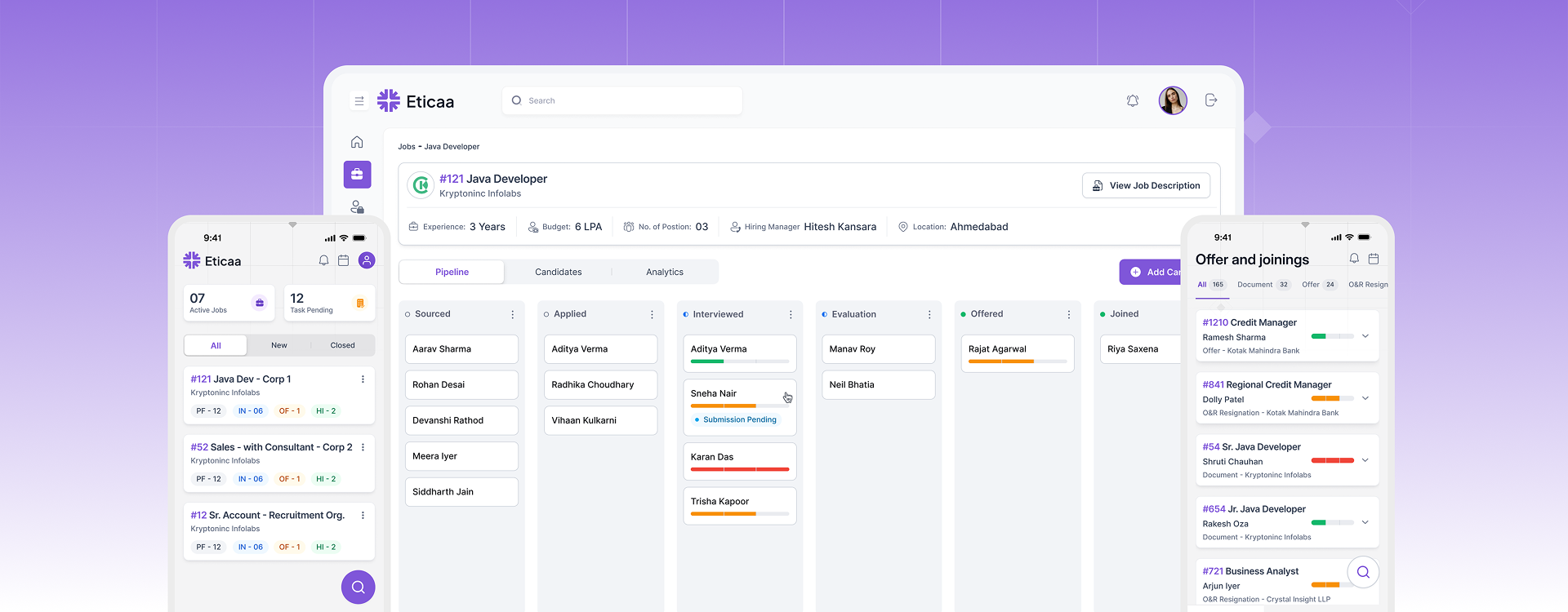 recruitment software UI